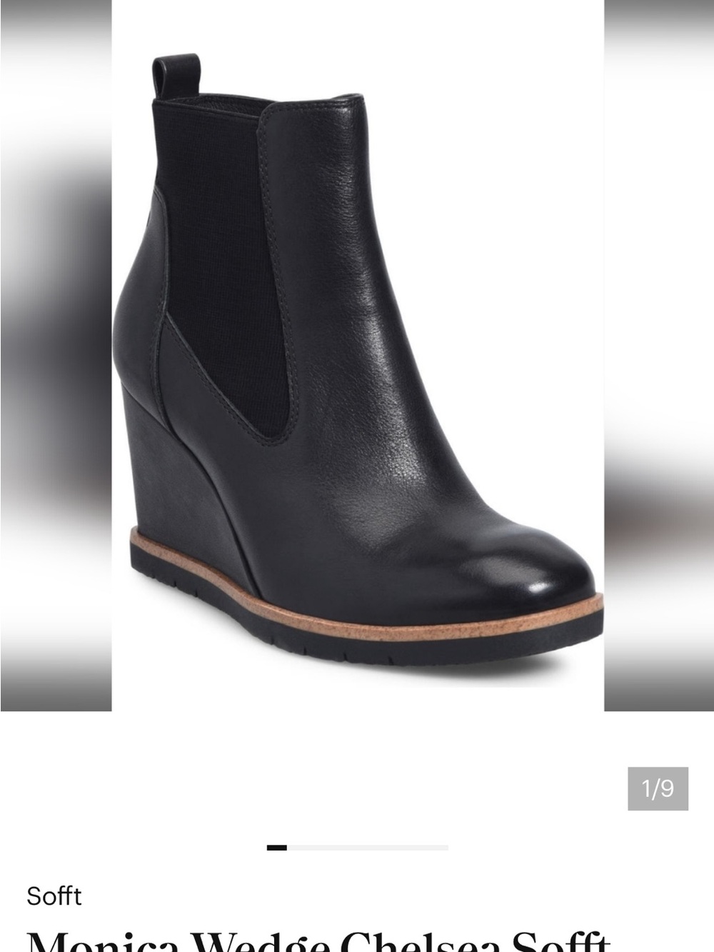 Sofft Black Leather Wedge Chelsea Bootie